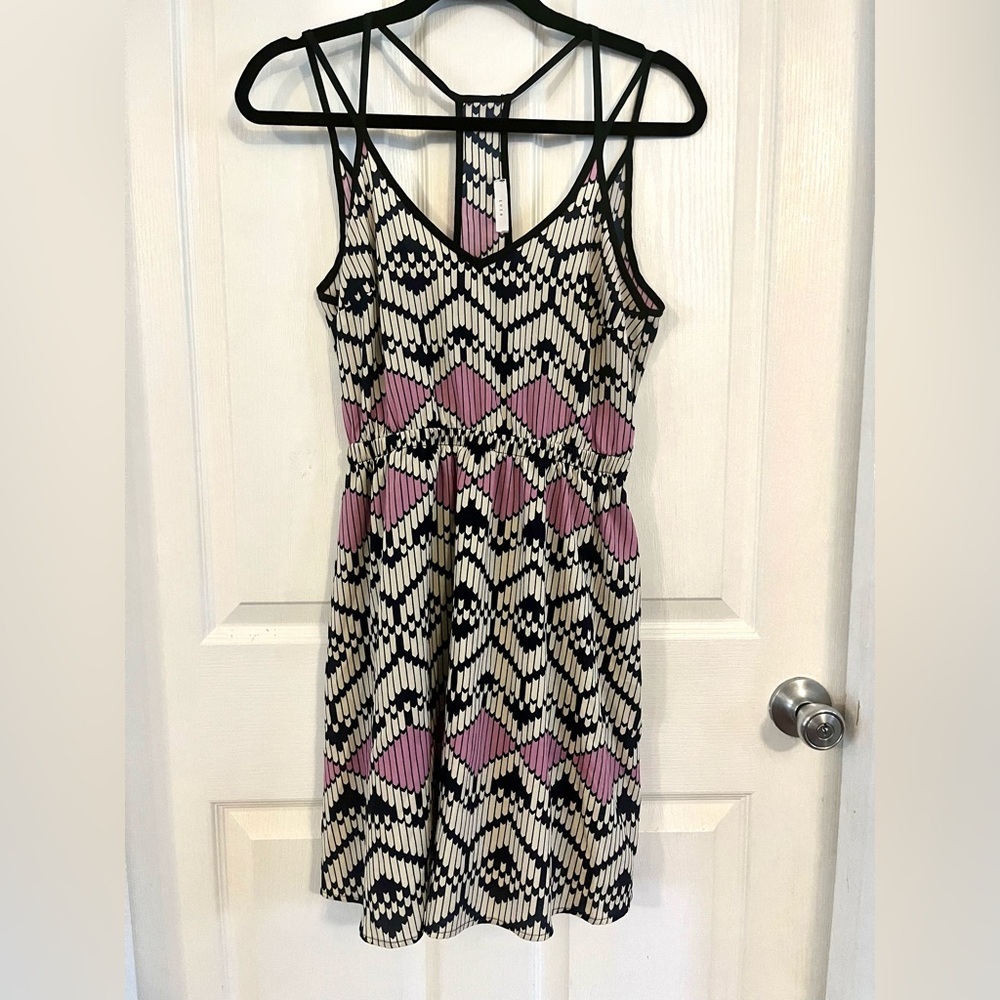 Lush Nordstrom Geometric print mini dress pink, white, navy Small EUC - Picture 6 of 14